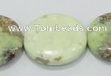 CLE50 15.5 inches 30mm flat round lemon turquoise  beads wholesale