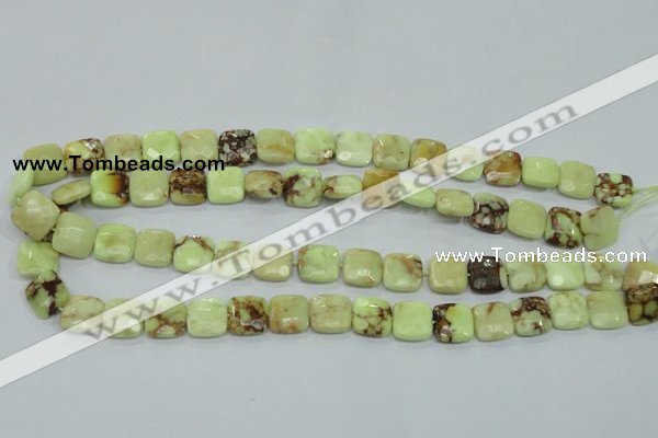 CLE60 15.5 inches 12*12mm faceted square lemon turquoise beads