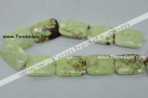 CLE66 15.5 inches 30*40mm faceted rectangle lemon turquoise beads