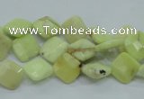 CLE67 15.5 inches 10*10mm faceted diamond lemon turquoise beads