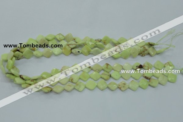 CLE67 15.5 inches 10*10mm faceted diamond lemon turquoise beads