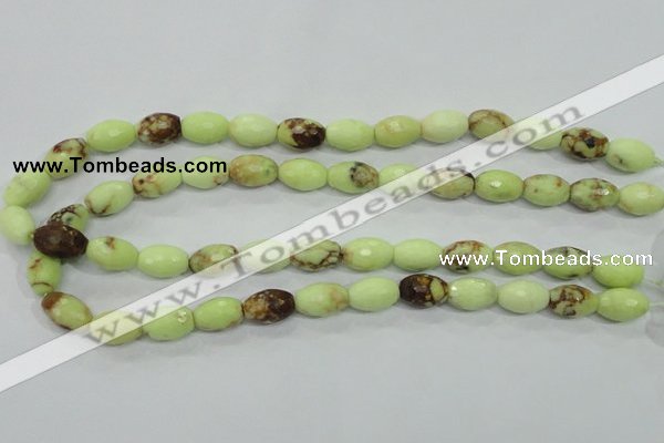 CLE70 15.5 inches 10*15mm faceted rice lemon turquoise beads