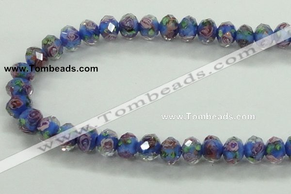 CLG01 12 inches 6*8mm faceted rondelle handmade lampwork beads