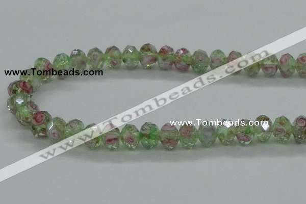 CLG09 12 inches 6*8mm faceted rondelle handmade lampwork beads