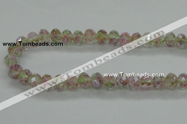 CLG11 12 inches 6*8mm faceted rondelle handmade lampwork beads