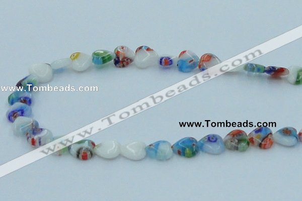 CLG524 16 inches 10*10mm heart lampwork glass beads wholesale