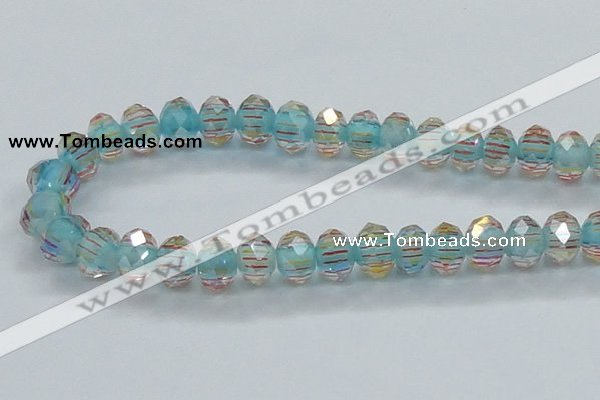 CLG53 13 inches 9*12mm faceted rondelle handmade lampwork beads