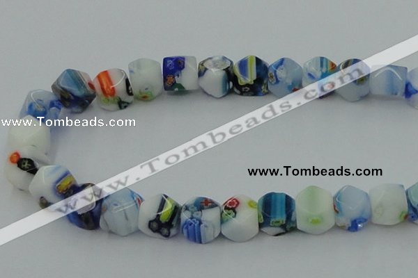 CLG534 16 inches 10*10mm faceted cube lampwork glass beads