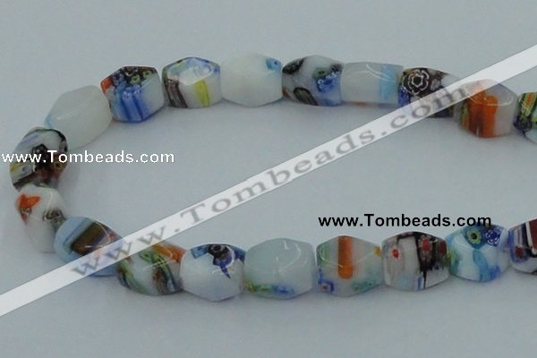 CLG535 16 inches 10*13mm faceted cuboid lampwork glass beads