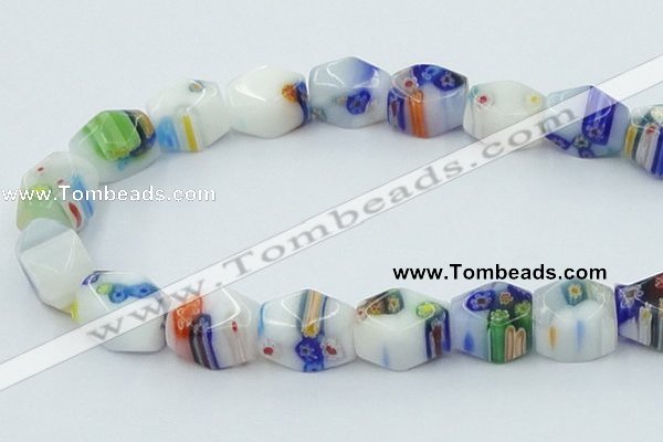 CLG536 16 inches 12*15mm faceted cuboid lampwork glass beads