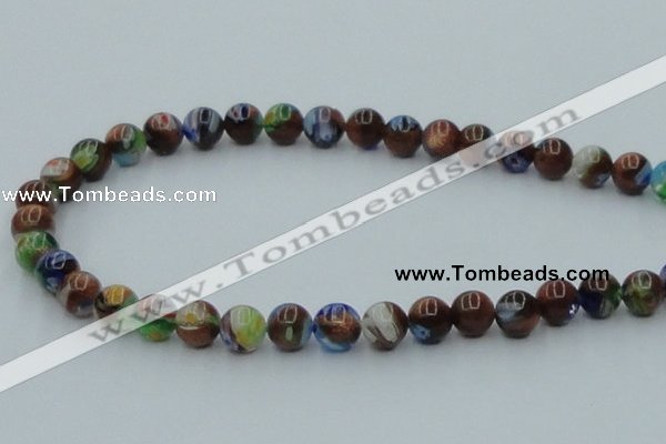 CLG540 16 inches 8mm round goldstone & lampwork glass beads