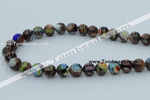 CLG541 16 inches 10mm round goldstone & lampwork glass beads