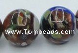 CLG543 16 inches 14mm round goldstone & lampwork glass beads