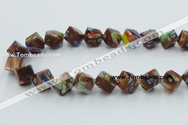 CLG548 16 inches 10*10mm cube goldstone & lampwork beads