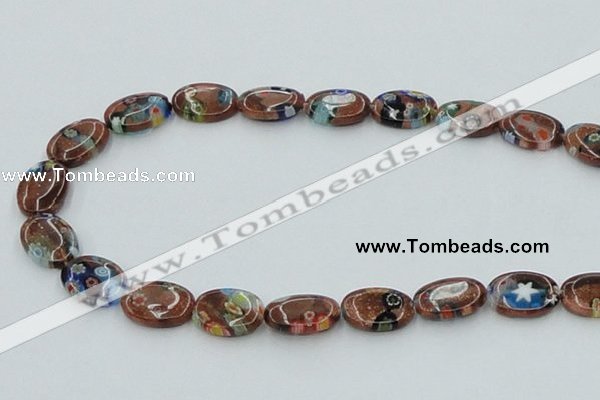 CLG553 16 inches 10*14mm oval goldstone & lampwork glass beads