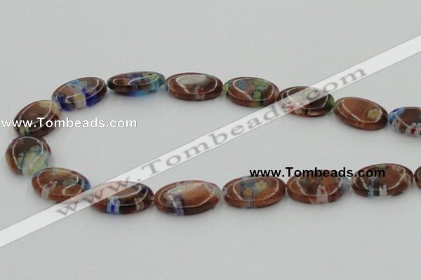 CLG554 16 inches 12*18mm oval goldstone & lampwork glass beads