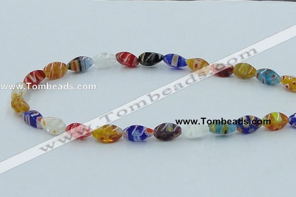 CLG576 16 inches 6*13mm twisted rice lampwork glass beads wholesale