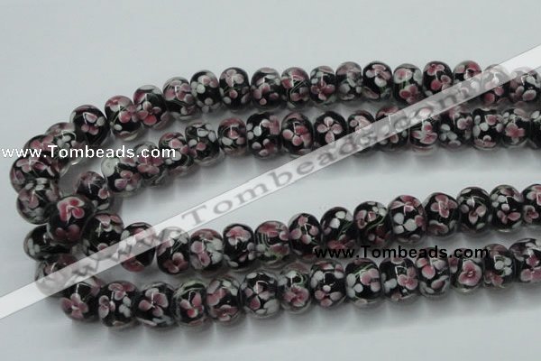 CLG766 14.5 inches 8*12mm rondelle lampwork glass beads wholesale