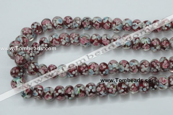 CLG767 14.5 inches 8*12mm rondelle lampwork glass beads wholesale