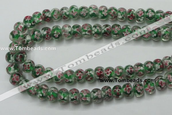 CLG769 14.5 inches 8*12mm rondelle lampwork glass beads wholesale