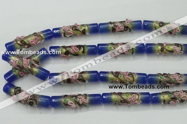 CLG787 15.5 inches 10*40mm cylinder lampwork glass beads wholesale