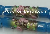 CLG788 15.5 inches 10*40mm cylinder lampwork glass beads wholesale