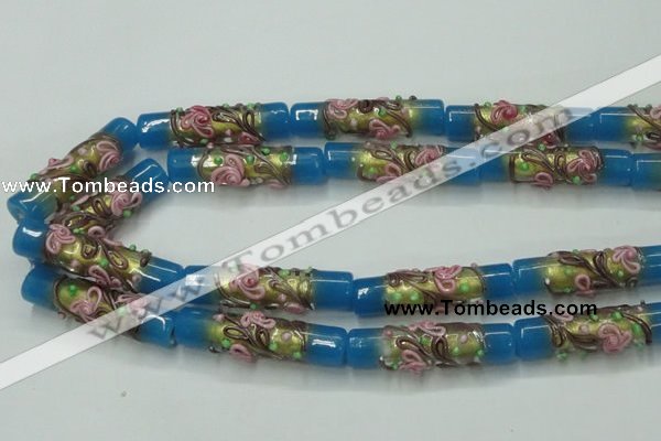 CLG788 15.5 inches 10*40mm cylinder lampwork glass beads wholesale