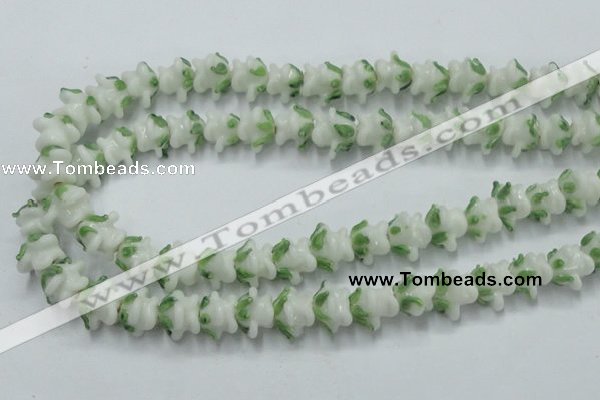 CLG796 15.5 inches 11*13mm rose lampwork glass beads wholesale