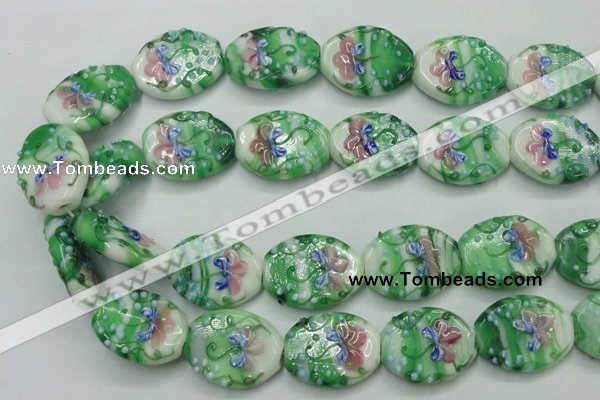 CLG798 15.5 inches 22*28mm oval lampwork glass beads wholesale