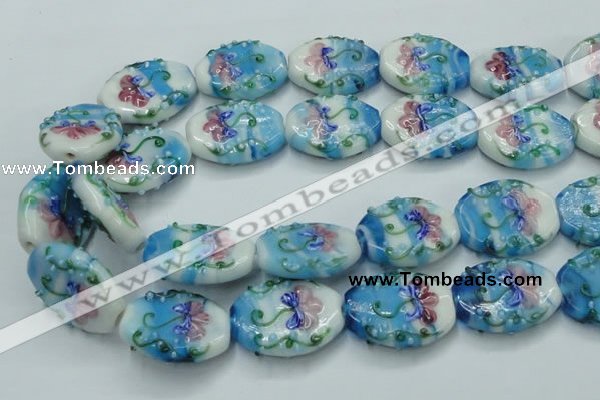 CLG799 15.5 inches 22*28mm oval lampwork glass beads wholesale