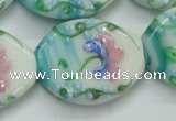 CLG800 15.5 inches 22*28mm oval lampwork glass beads wholesale