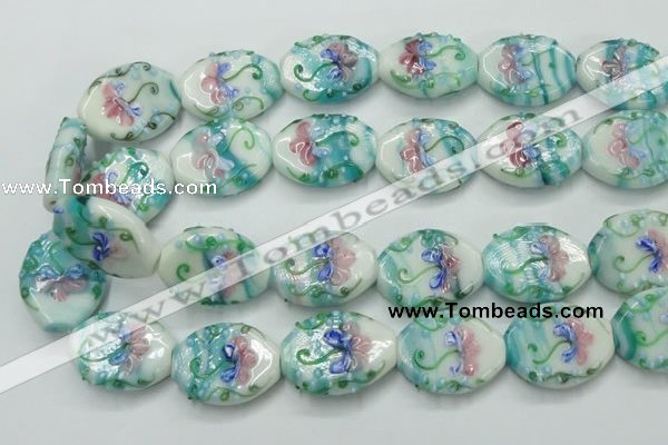 CLG800 15.5 inches 22*28mm oval lampwork glass beads wholesale