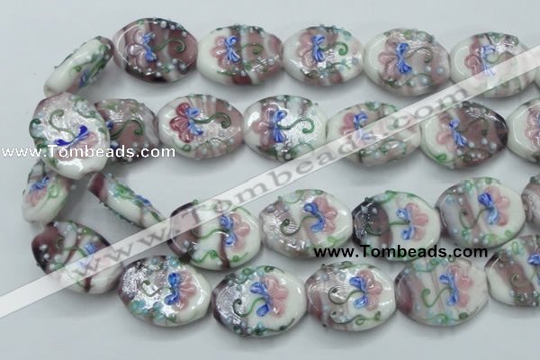 CLG801 15.5 inches 22*28mm oval lampwork glass beads wholesale