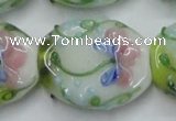 CLG803 15.5 inches 22*28mm oval lampwork glass beads wholesale