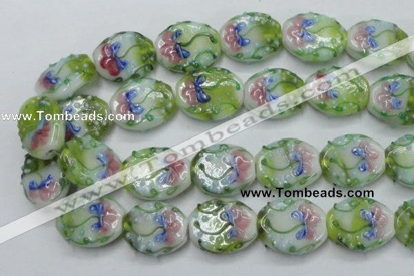 CLG803 15.5 inches 22*28mm oval lampwork glass beads wholesale