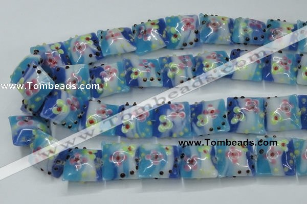 CLG808 15.5 inches 20*20mm square lampwork glass beads wholesale