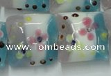 CLG809 15.5 inches 20*20mm square lampwork glass beads wholesale