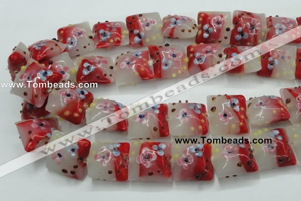 CLG810 15.5 inches 20*20mm square lampwork glass beads wholesale