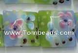 CLG811 15.5 inches 20*20mm square lampwork glass beads wholesale