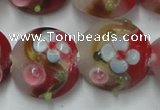 CLG812 15.5 inches 18mm flat round lampwork glass beads wholesale