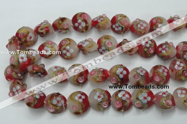 CLG812 15.5 inches 18mm flat round lampwork glass beads wholesale