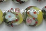 CLG814 15.5 inches 18mm flat round lampwork glass beads wholesale