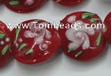 CLG815 15.5 inches 18mm flat round lampwork glass beads wholesale