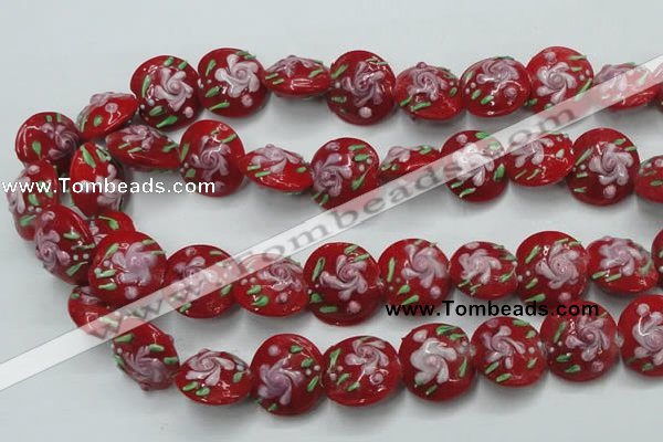 CLG815 15.5 inches 18mm flat round lampwork glass beads wholesale