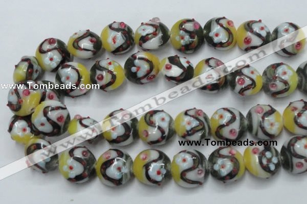 CLG816 15.5 inches 20mm flat round lampwork glass beads wholesale