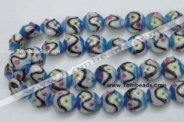 CLG818 15.5 inches 20mm flat round lampwork glass beads wholesale