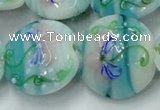 CLG819 15.5 inches 20mm flat round lampwork glass beads wholesale