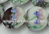 CLG820 15.5 inches 20mm flat round lampwork glass beads wholesale