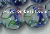 CLG822 15.5 inches 20mm flat round lampwork glass beads wholesale