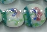 CLG824 15.5 inches 20mm flat round lampwork glass beads wholesale